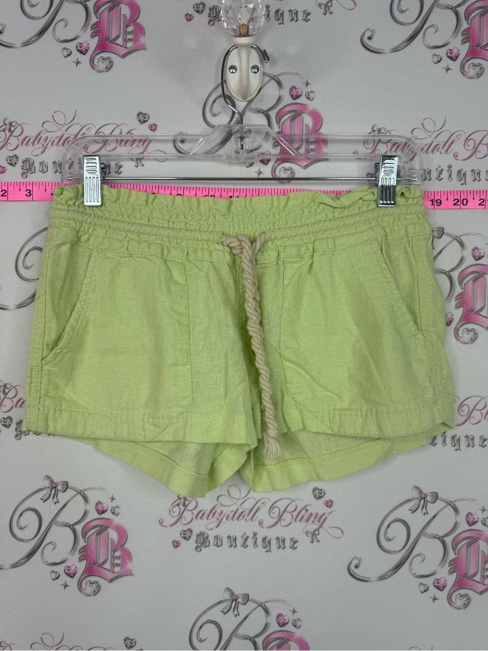 Roxy Light Lime Drawstring Athletic Shorts